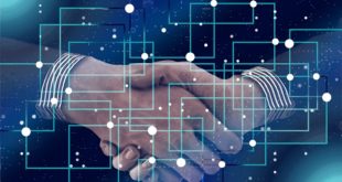 Handschlag Bitcoin Rechner Chips